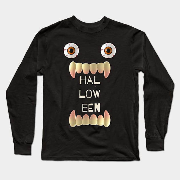Halloween Scary Teeth Long Sleeve T-Shirt by whitebluecomp